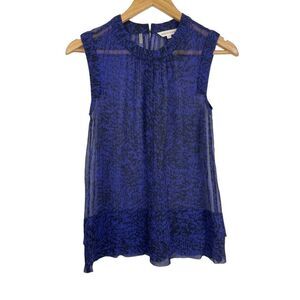 Rebecca Taylor silk sheer printed purple top size 2